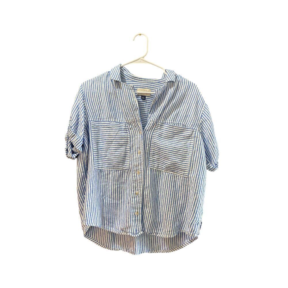 Universal Thread Striped Button-Down Cropped Shir… - image 3